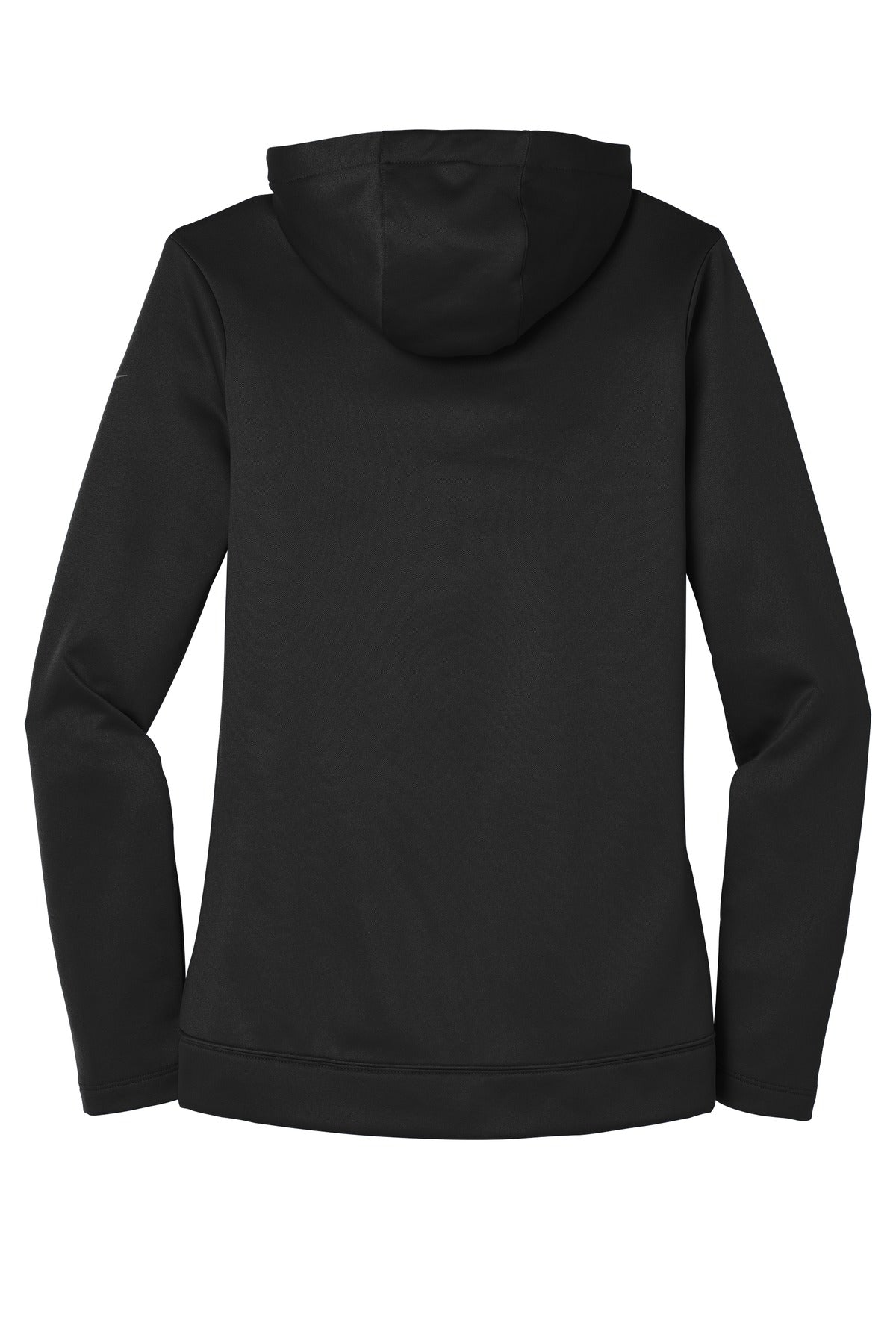 Rear View of Black Nike Women's Therma-FIT Full-Zip Fleece Hoodie. NKAH6264