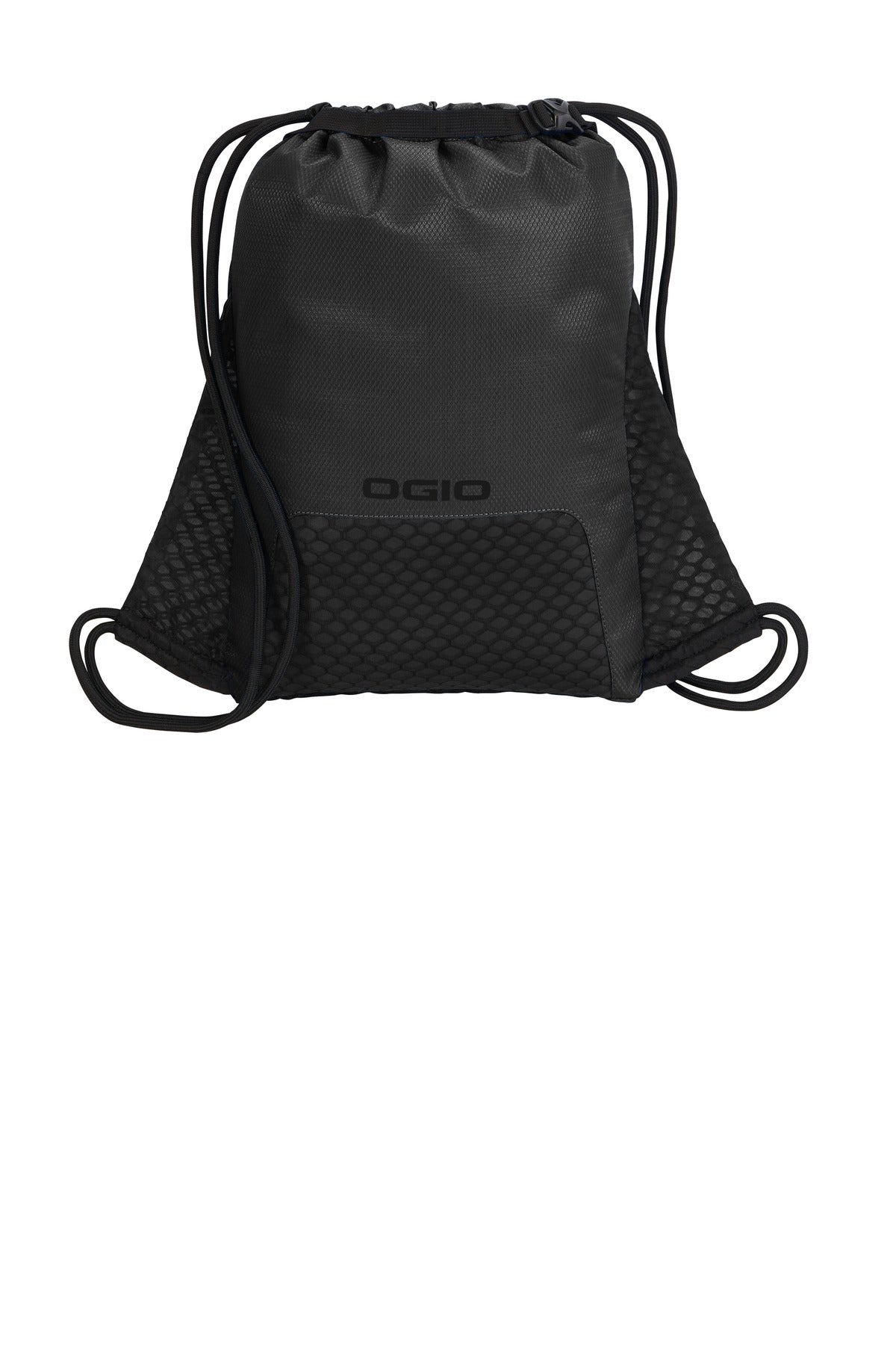 Rear View of Black OGIO Boundary Cinch Pack. 92000