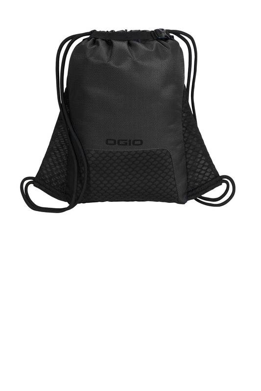 Rear View of Black OGIO Boundary Cinch Pack. 92000