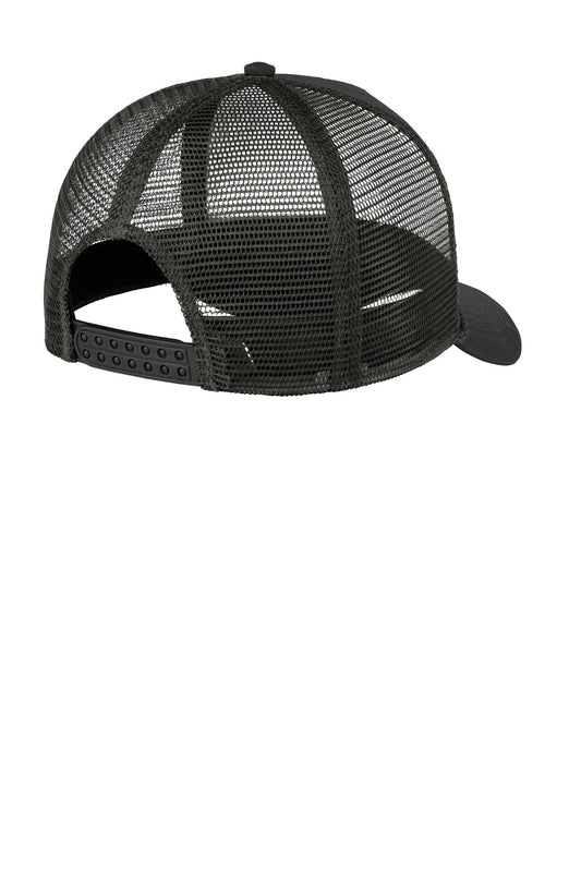 Rear View of Black Port Authority 5-Panel Snapback Cap. C932