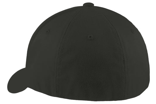 Rear View of Black Port Authority Flexfit Cap. C865