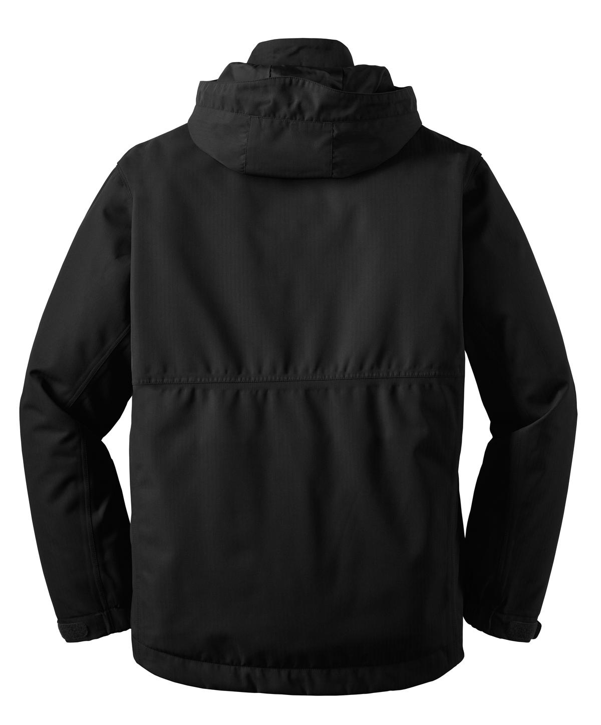 Rear View of Black Port Authority Herringbone 3-in-1 Parka. J302