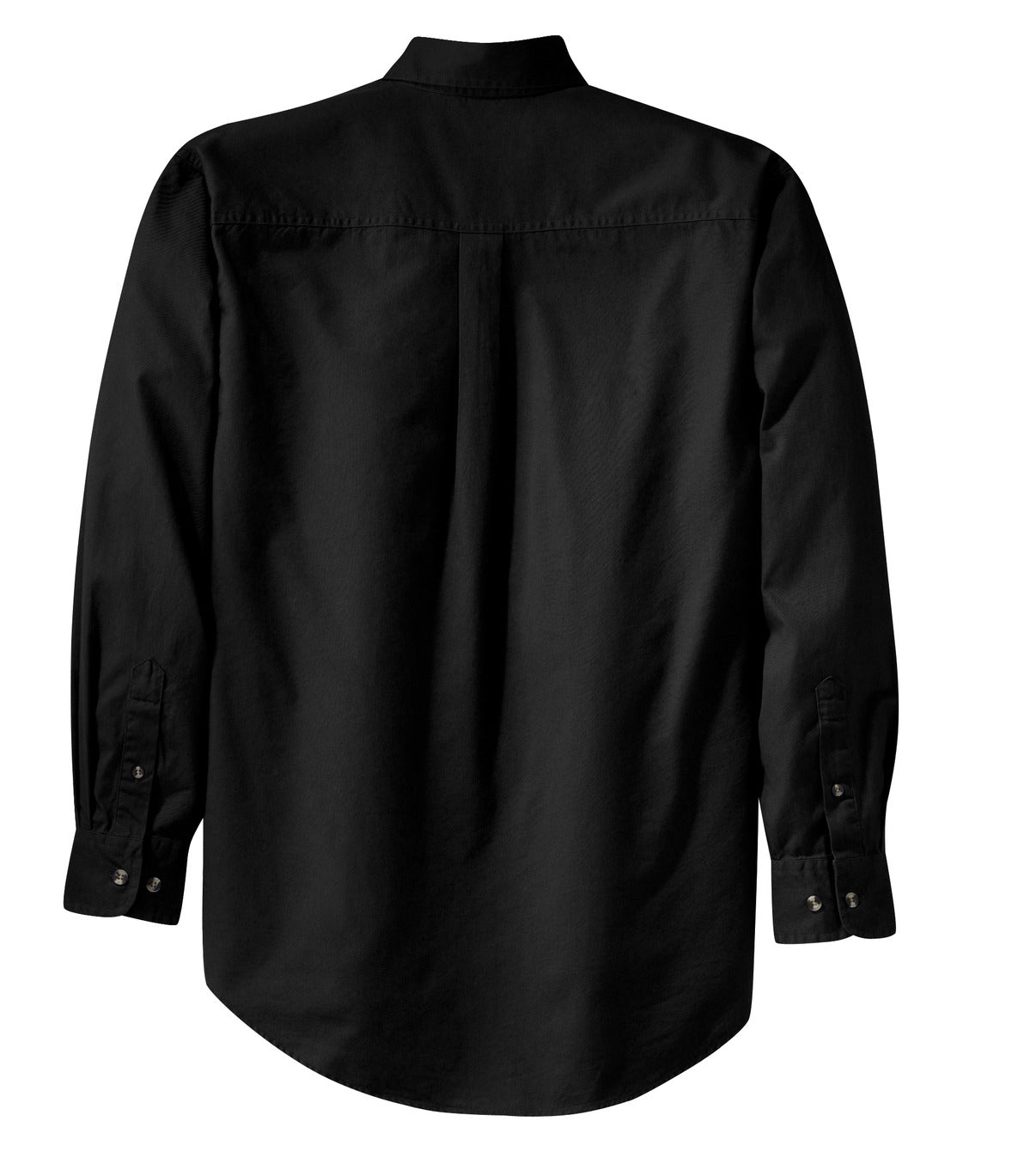 Rear View of Black Port Authority Long Sleeve Twill Shirt. S600T