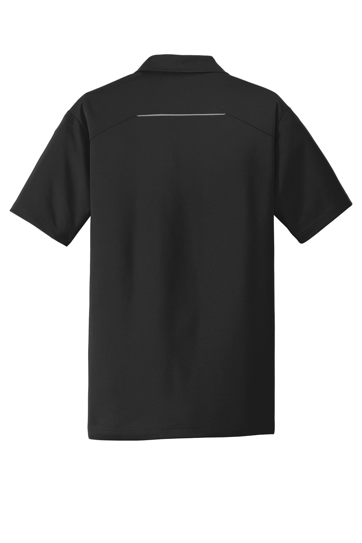 Rear View of Black Port Authority Pinpoint Mesh Polo. K580