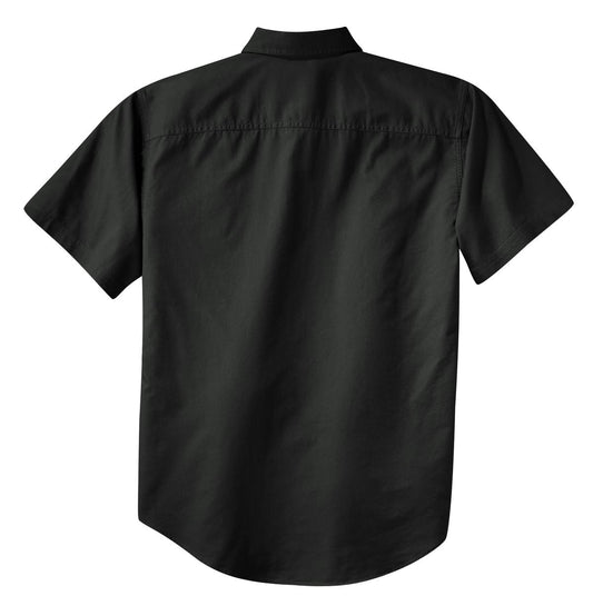 Rear View of Black Port Authority Short Sleeve Twill Shirt. S500T