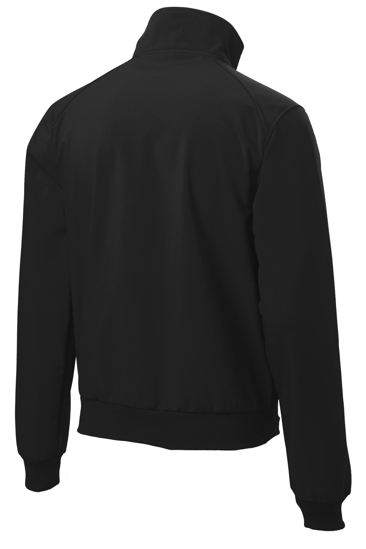 Rear View of Black Port Authority Soft Shell Bomber Jacket. J337