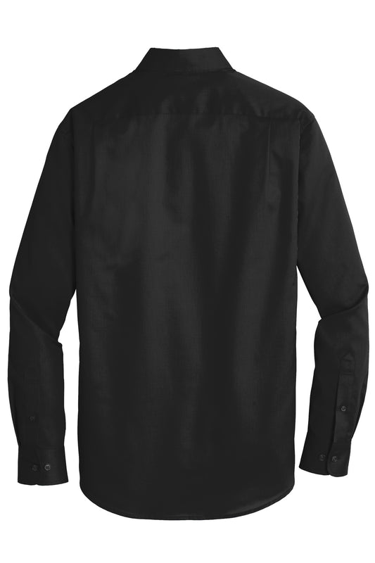 Rear View of Black Port Authority Tall SuperPro Twill Shirt. TS663