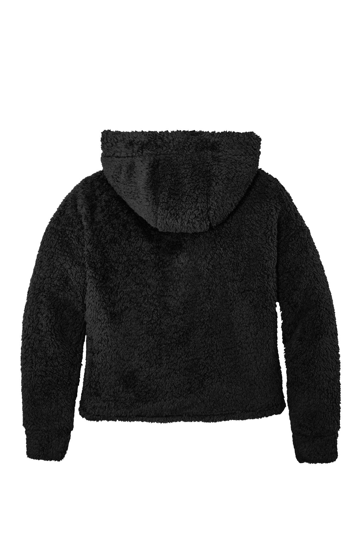 Rear View of Black Port Authority Women's Cozy Fleece Hoodie. L132