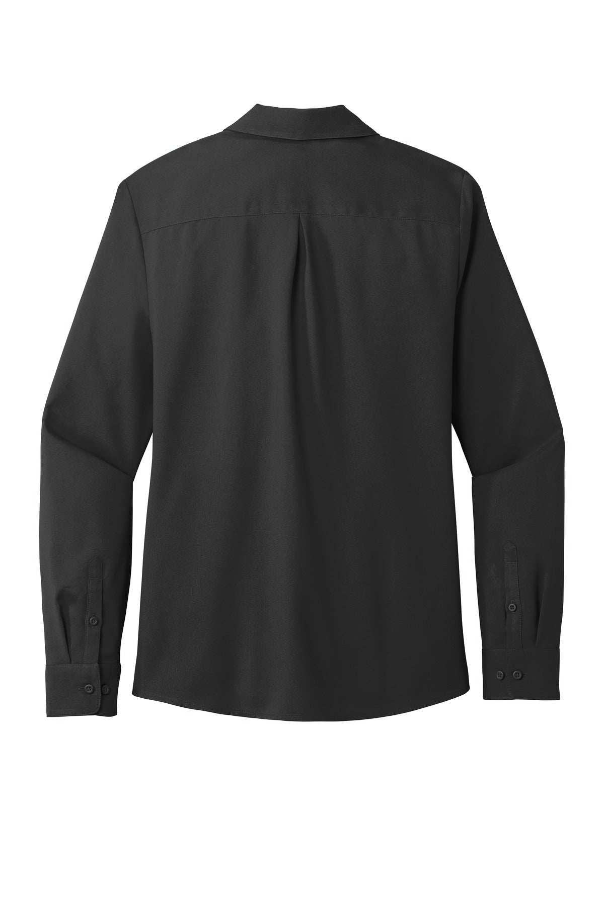 Rear View of Black Port Authority Women's Long Sleeve Performance Staff Shirt LW401