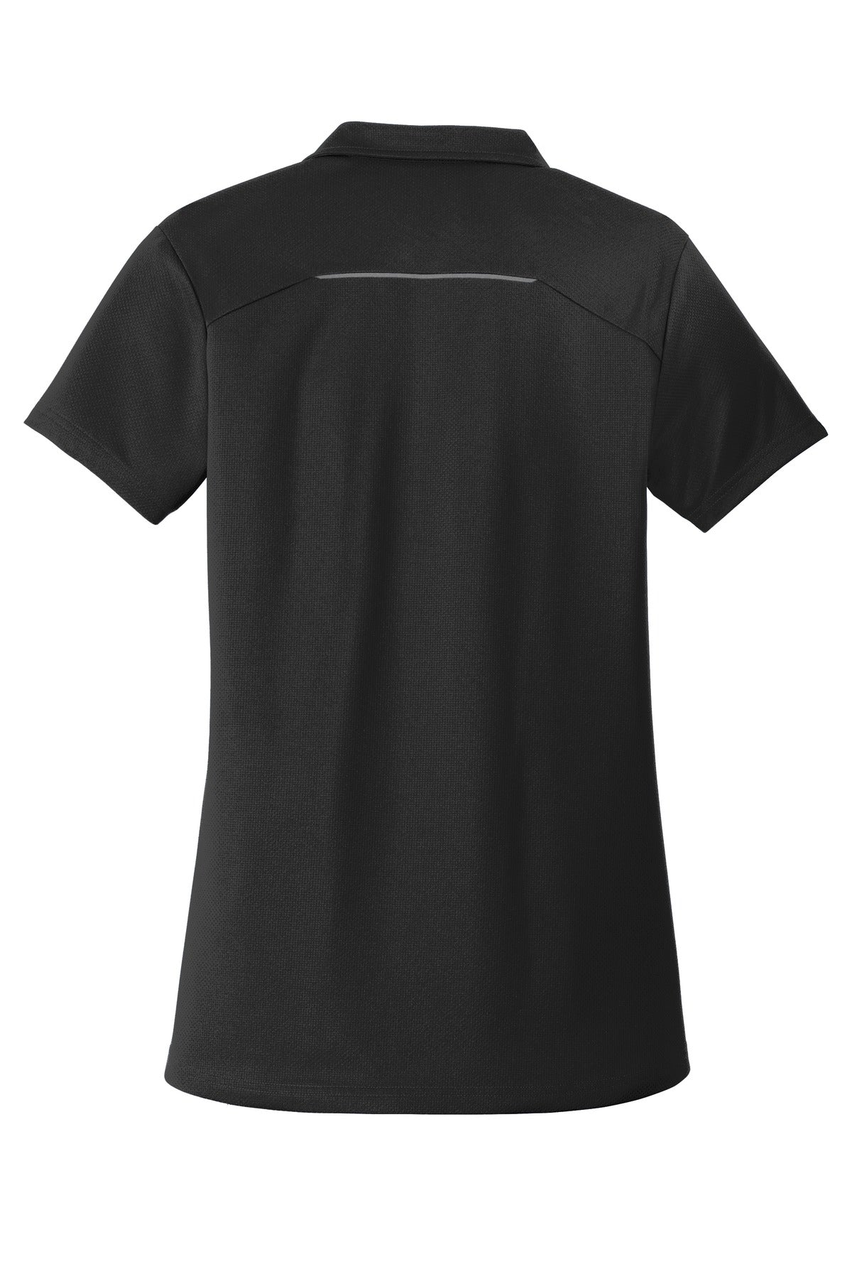 Rear View of Black Port Authority Women's Pinpoint Mesh Zip Polo. L580