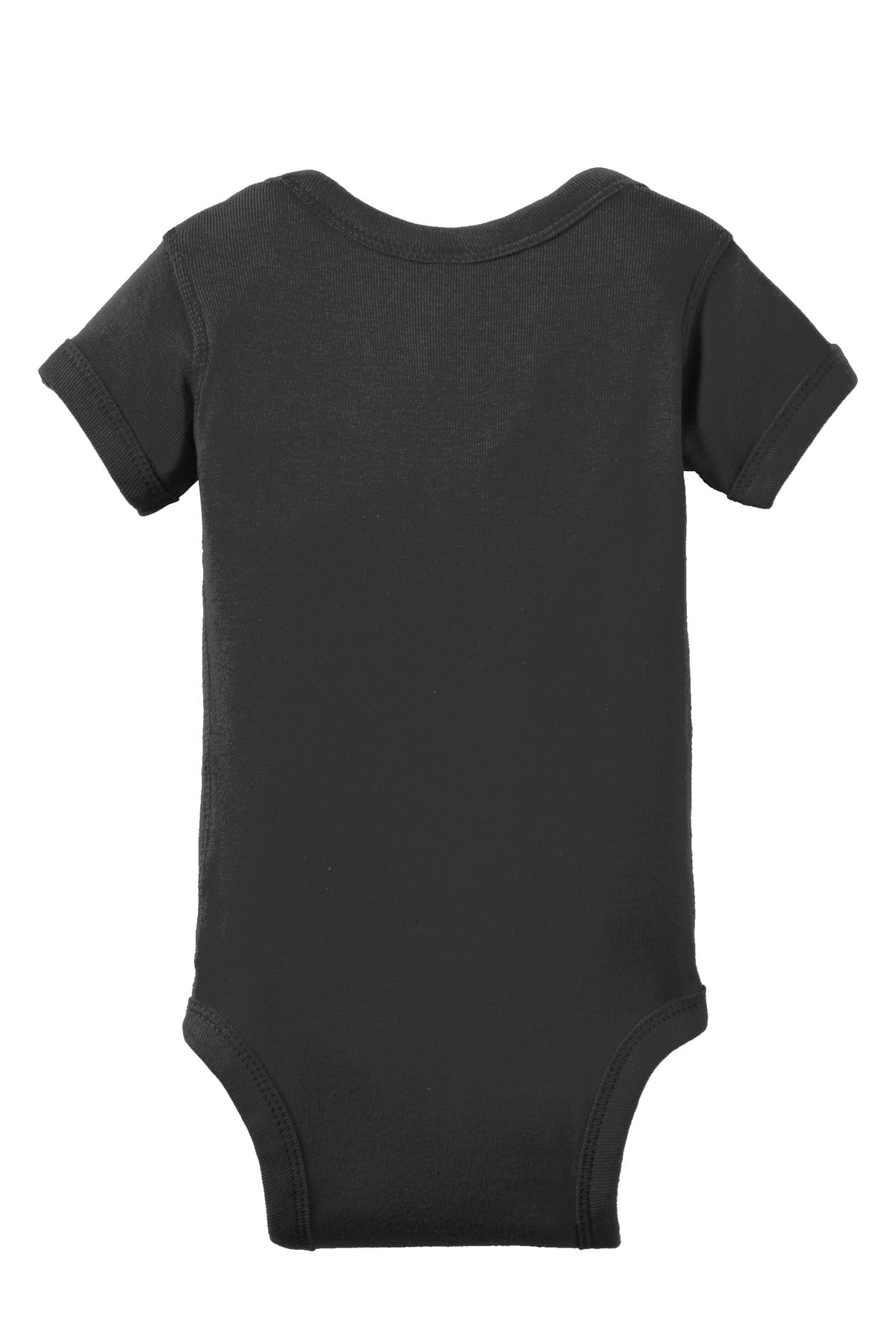 Rear View of Black Rabbit Skins Infant Short Sleeve Baby Rib Bodysuit. RS4400