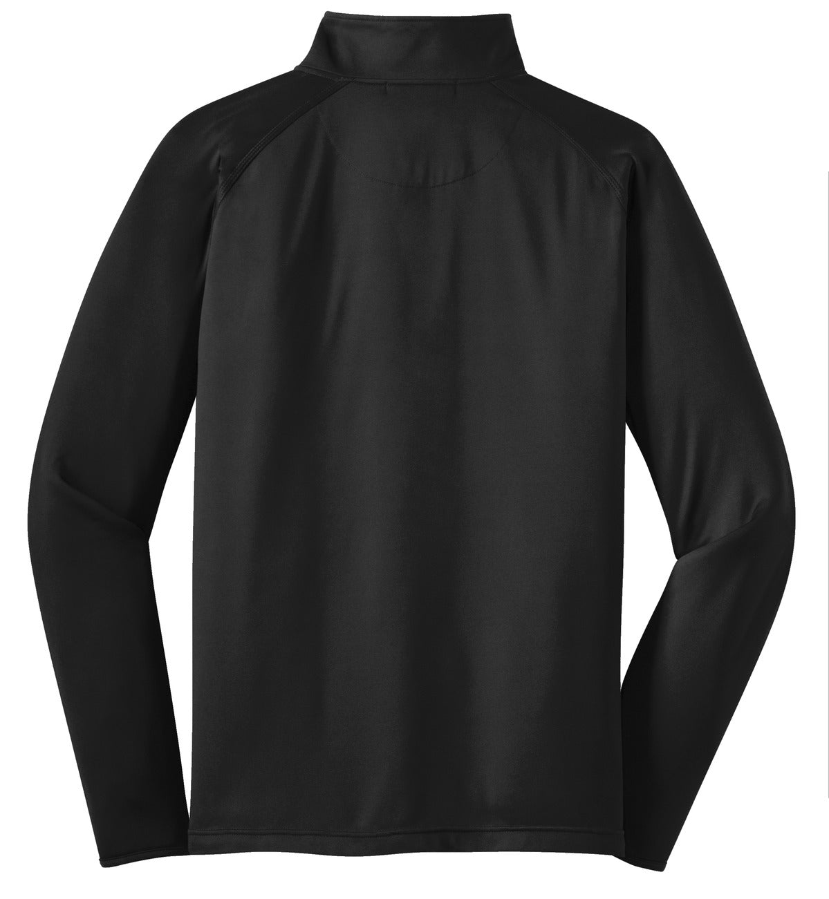 Rear View of Black Sport-Tek Tall Sport-Wick Stretch 1/4-Zip Pullover. TST850