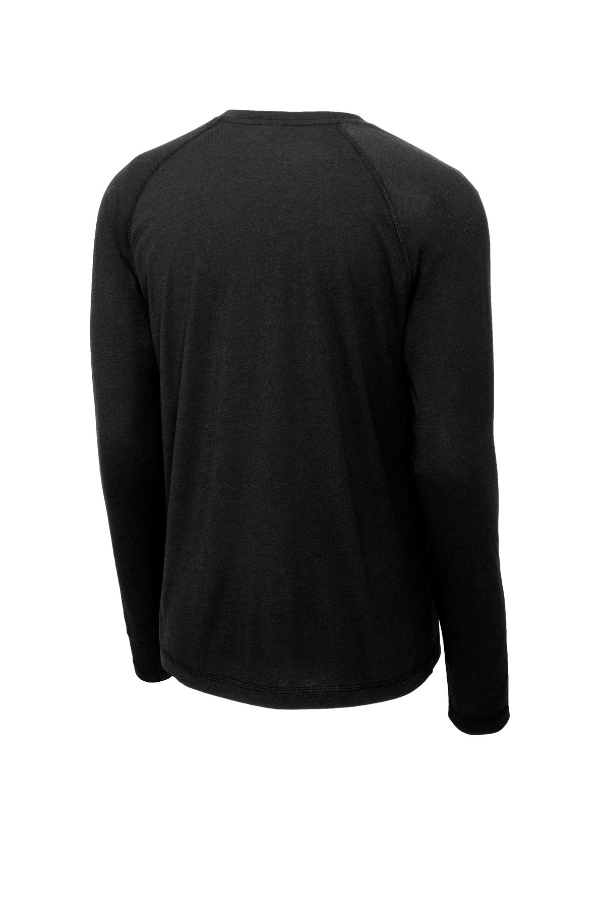 Rear View of Black Triad So Sport-Tek PosiCharge Long Sleeve Tri-Blend Wicking Raglan Tee ST400LS