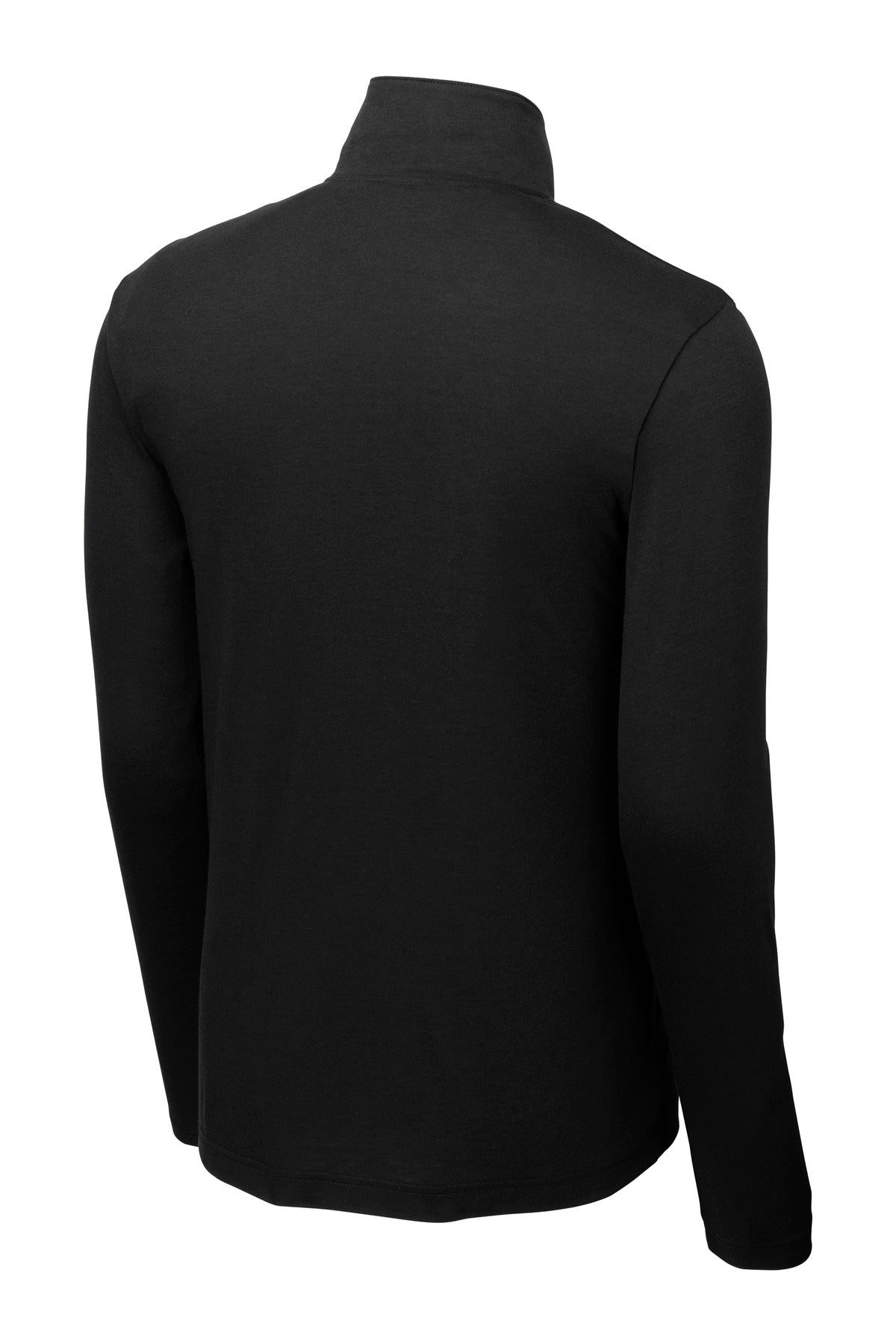 Rear View of Black Triad So Sport-Tek PosiCharge Tri-Blend Wicking 1/4-Zip Pullover. ST407