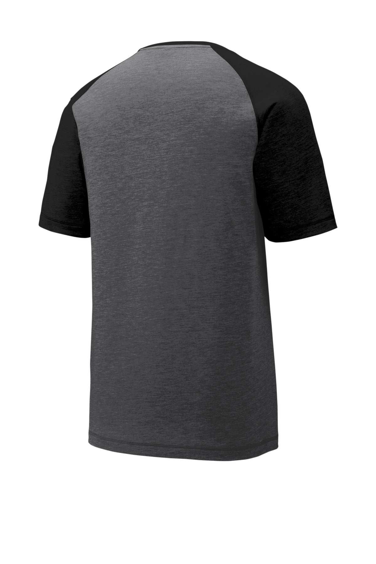 Rear View of Black TS/DGH Sport-Tek PosiCharge Tri-Blend Wicking Raglan Tee. ST400
