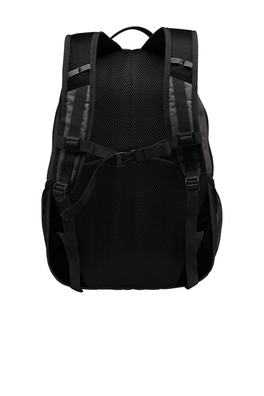 Rear View of Black/Dk Char Port Authority Ridge Backpack. BG208