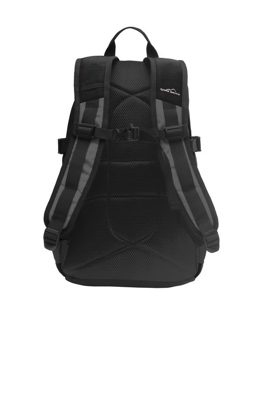 Rear View of Black/Grey Stl Eddie Bauer Ripstop Backpack. EB910
