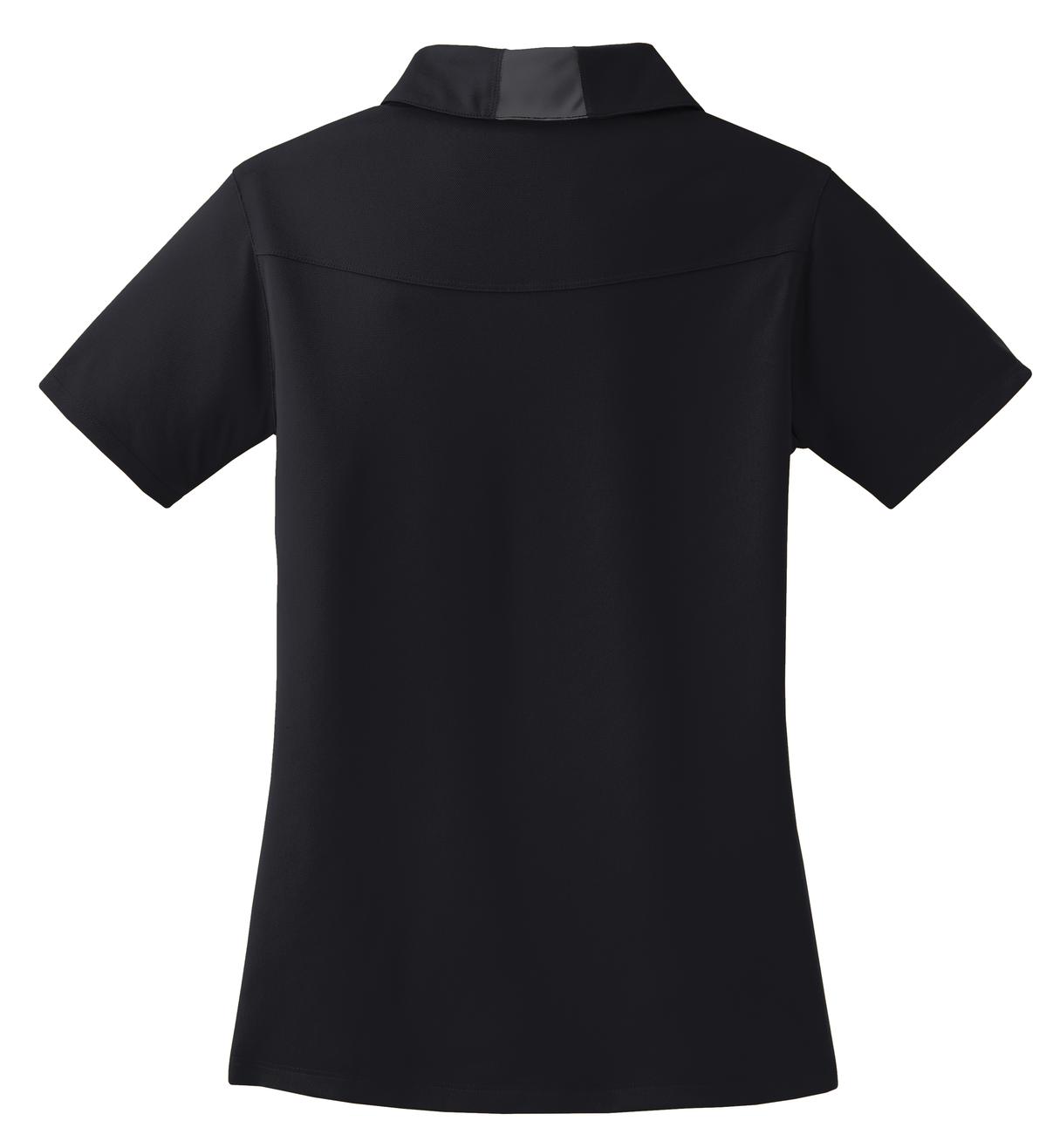 Rear View of Black/Iron Gry Sport-Tek Women's Side Blocked Micropique Sport-Wick Polo. LST655