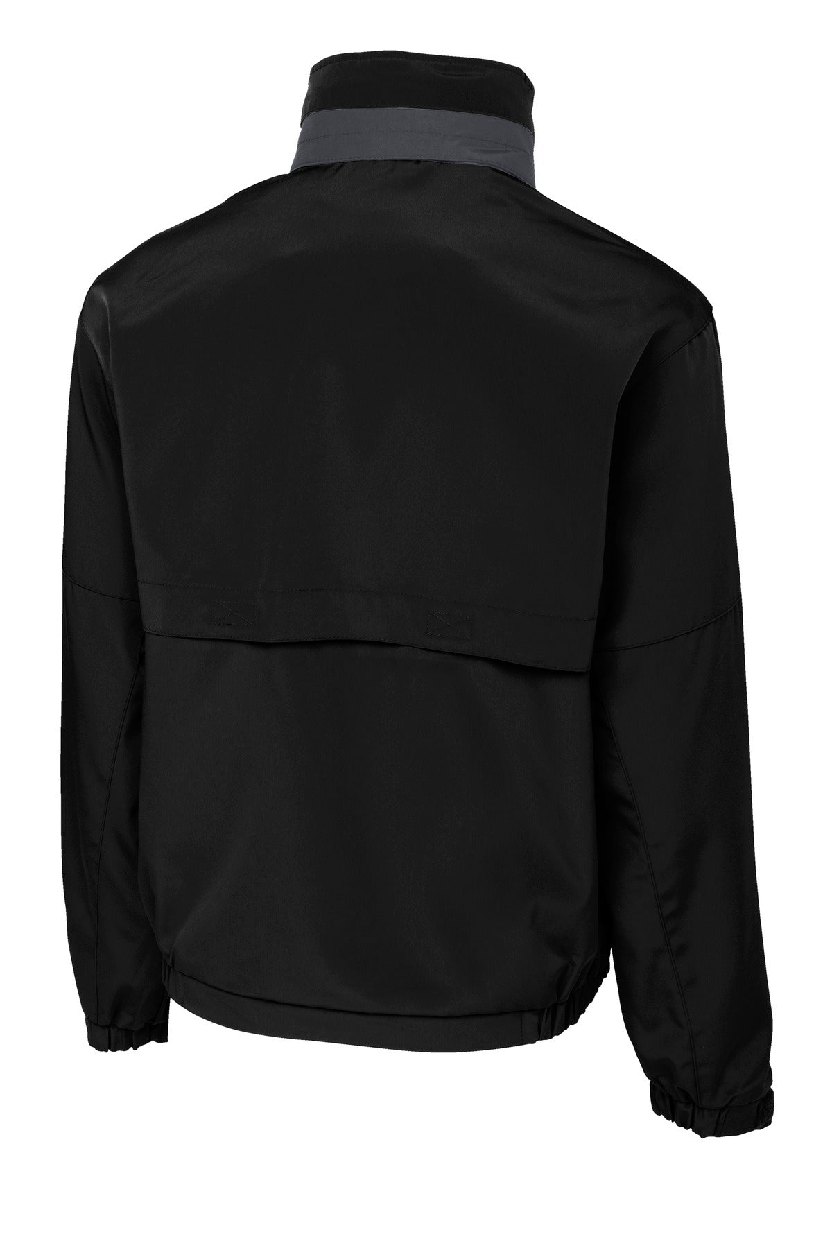 Rear View of Black/Steel Gy Port Authority Legacy Jacket. J764