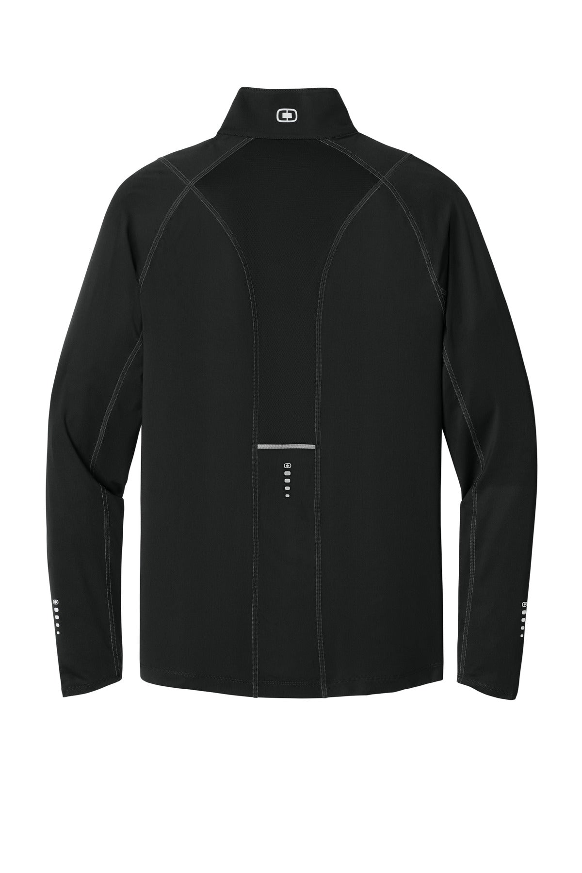 Rear View of Blacktop OGIO Nexus 1/4-Zip Pullover. OE335
