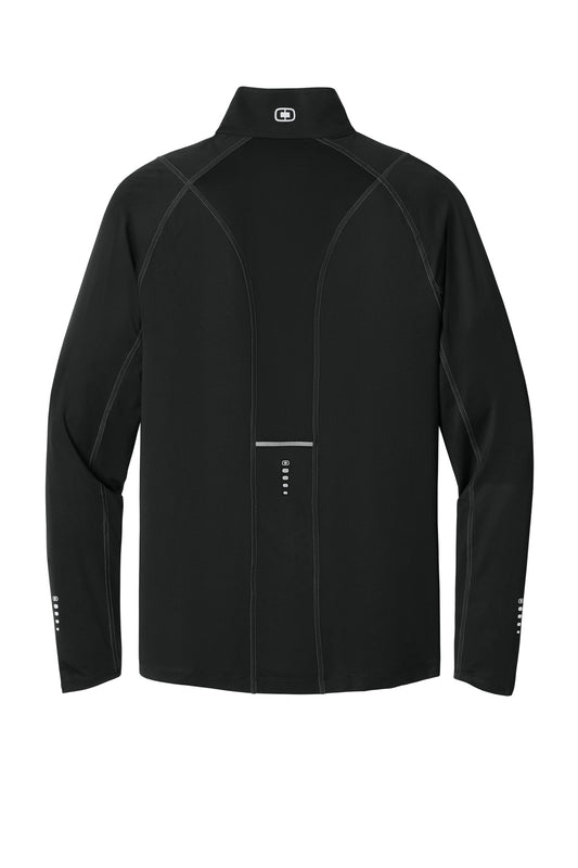 Rear View of Blacktop OGIO Nexus 1/4-Zip Pullover. OE335