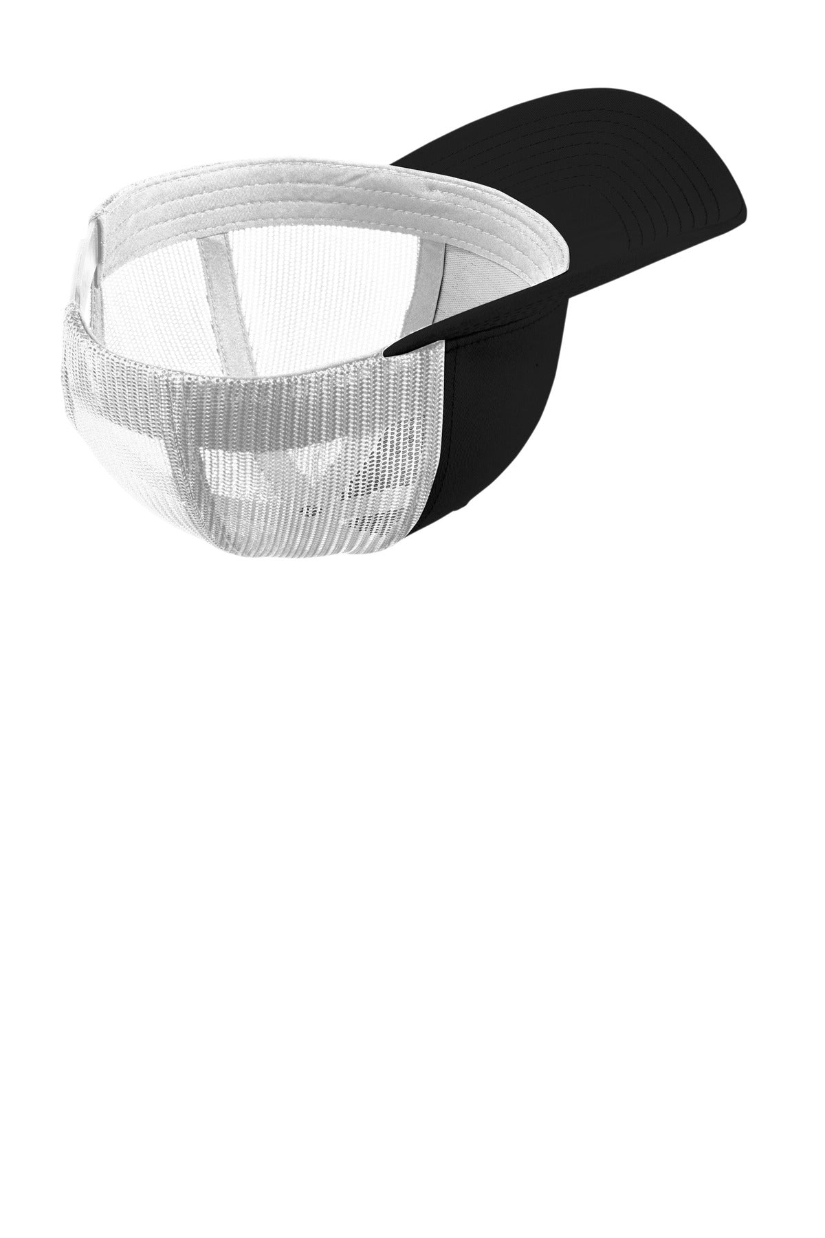 Rear View of Black/White Sport-Tek YP Classics Retro Trucker Cap. STC39
