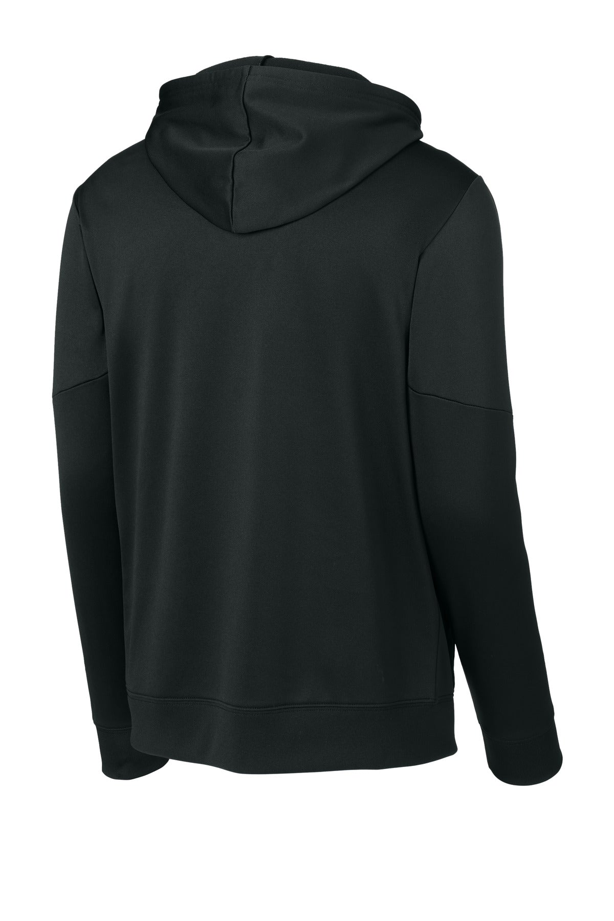 Rear View of Blk/DpRed Sport-Tek Sport-Wick Fleece United Pullover Hoodie ST255