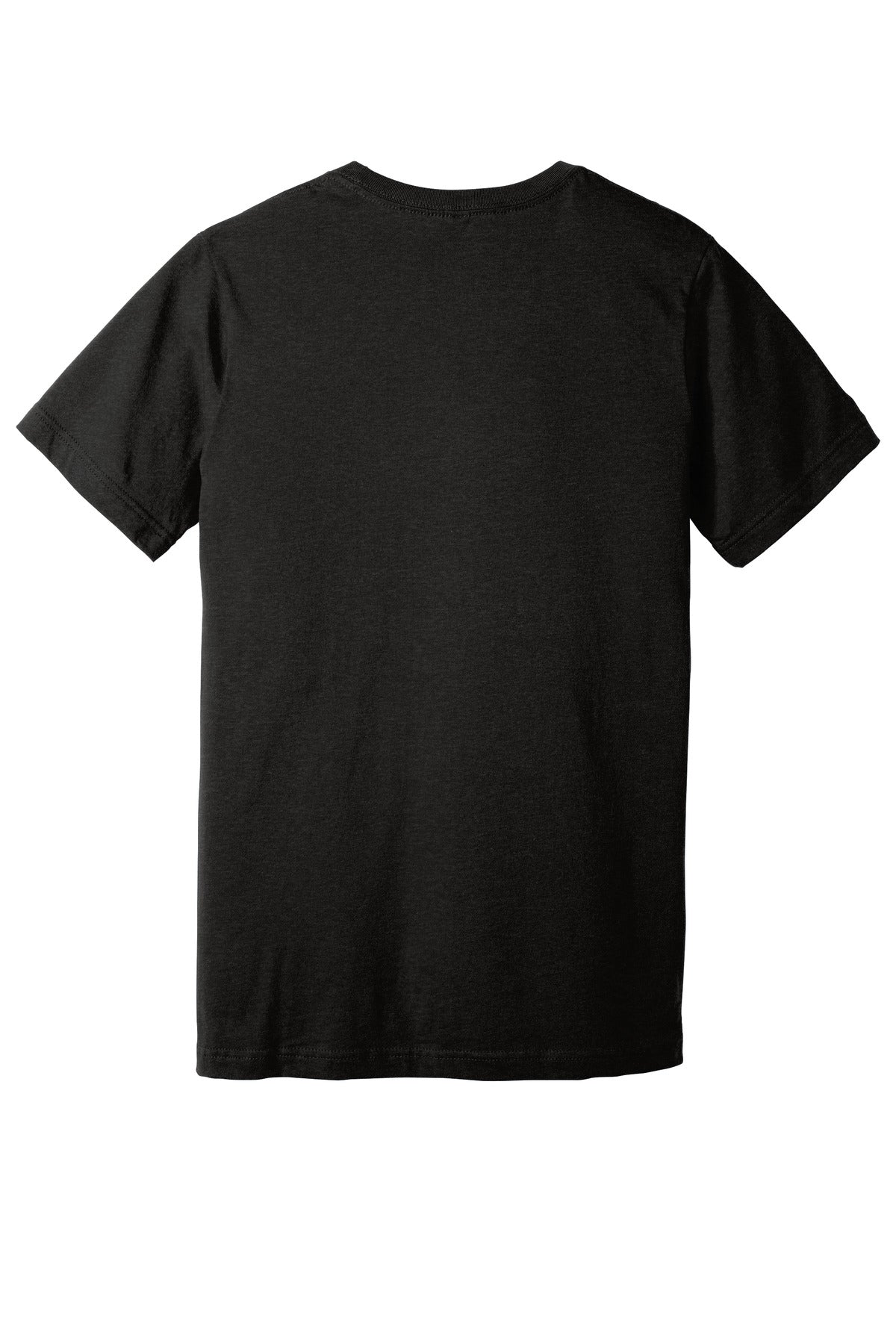 Rear View of BlkHthr BELLA+CANVAS Unisex Heather CVC V-Neck Tee BC3005CVC