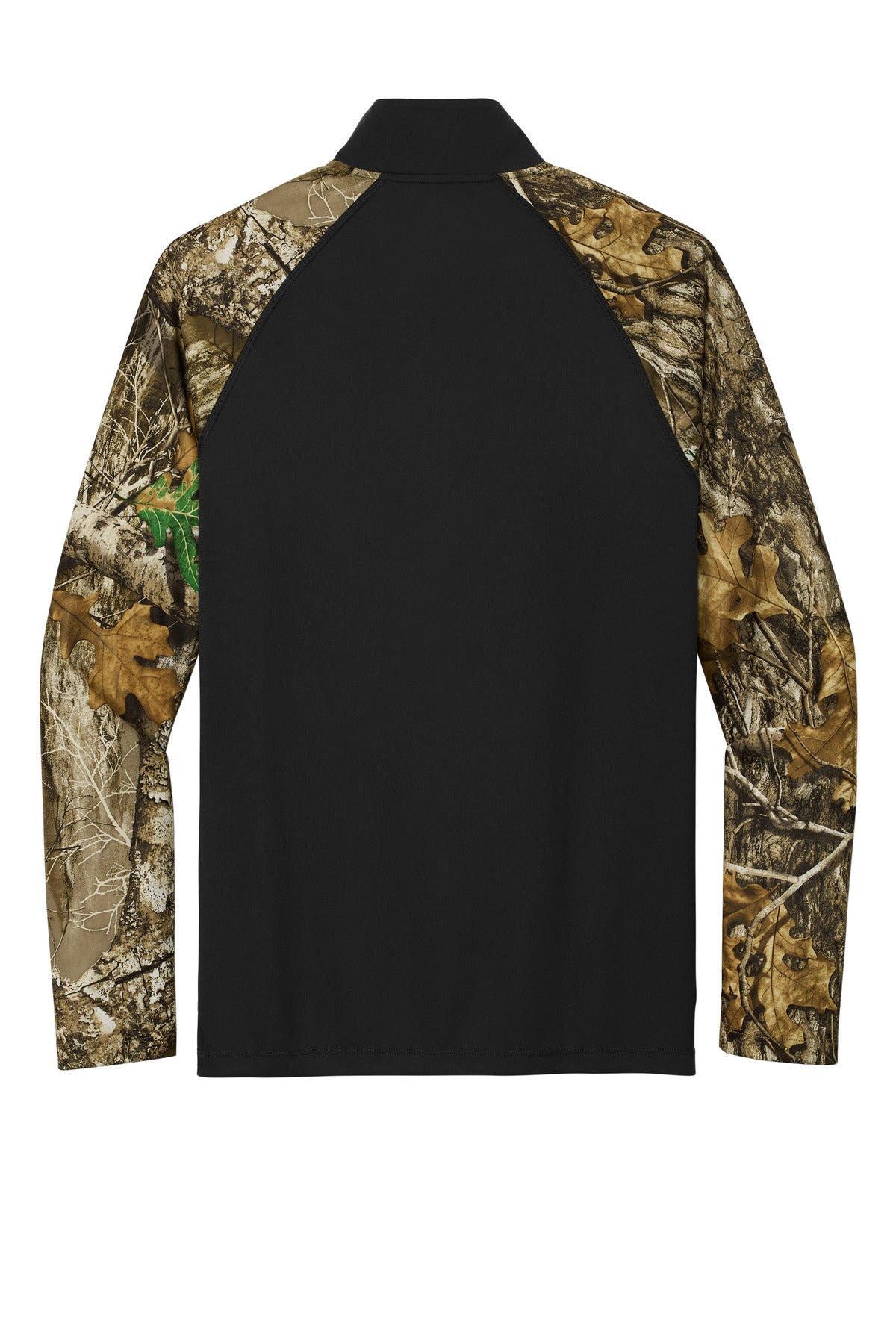 Rear View of Blk/RTEdge Russell Outdoors Realtree Colorblock Performance 1/4-Zip RU152