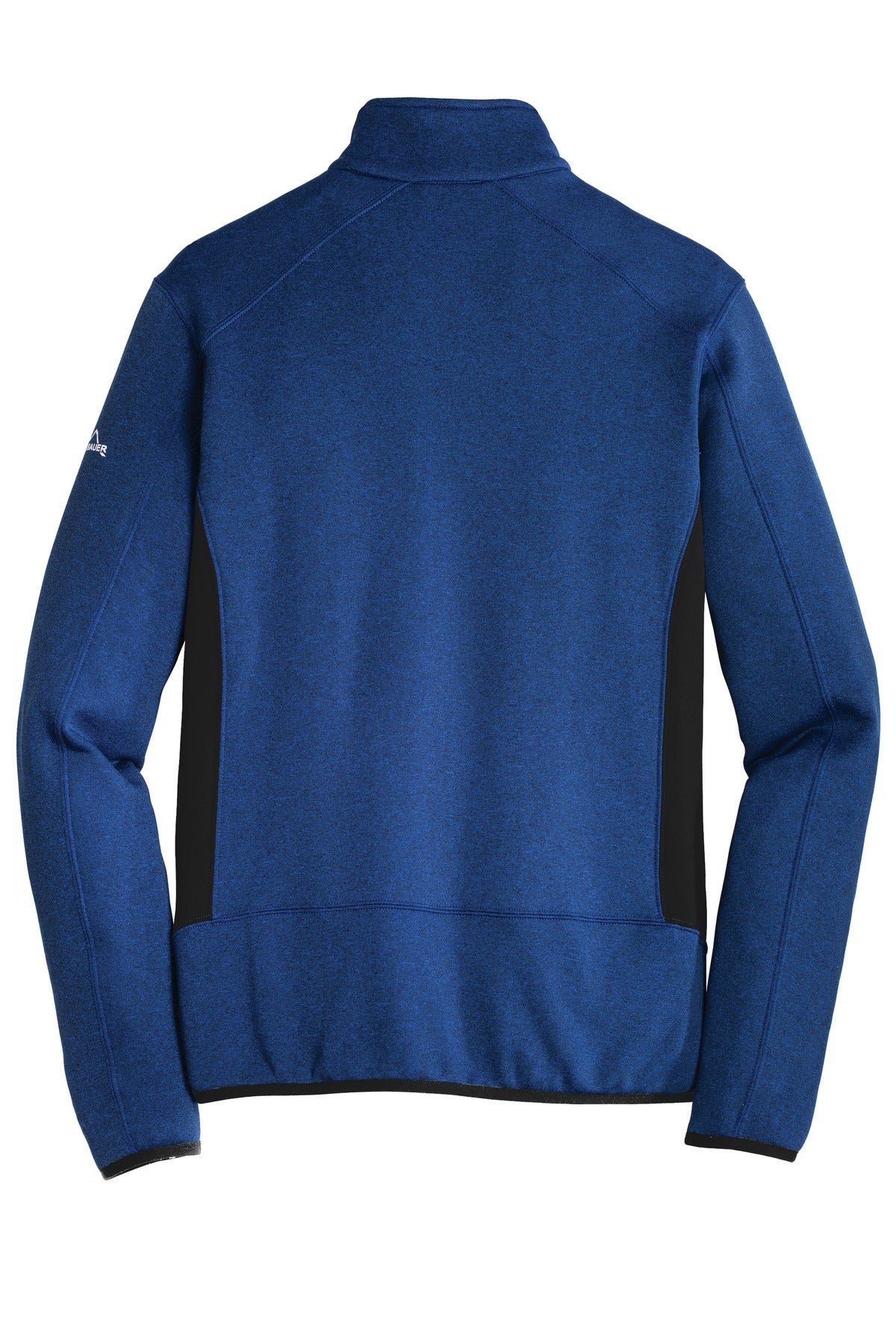 Rear View of Blue Heather Eddie Bauer Full-Zip Heather Stretch Fleece Jacket. EB238