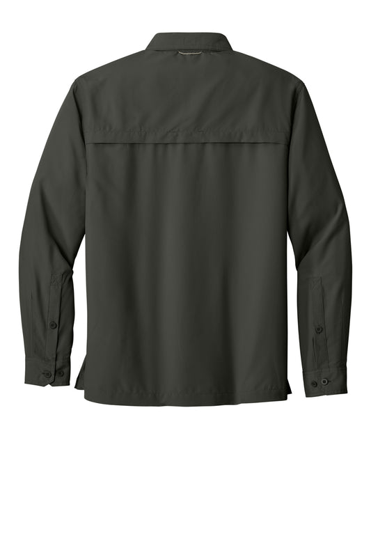 Rear View of Boulder Eddie Bauer - Long Sleeve Performance Fishing Shirt. EB600