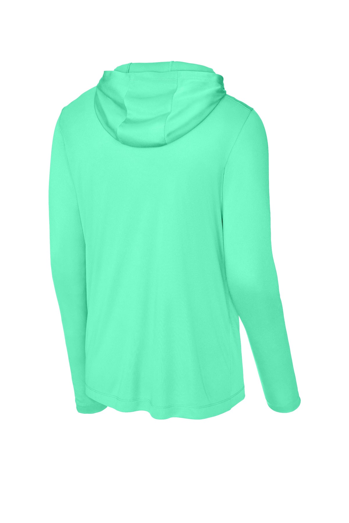 Rear View of BrtSeafoam Sport-Tek Posi-UV Pro Long Sleeve Hoodie ST420LSH