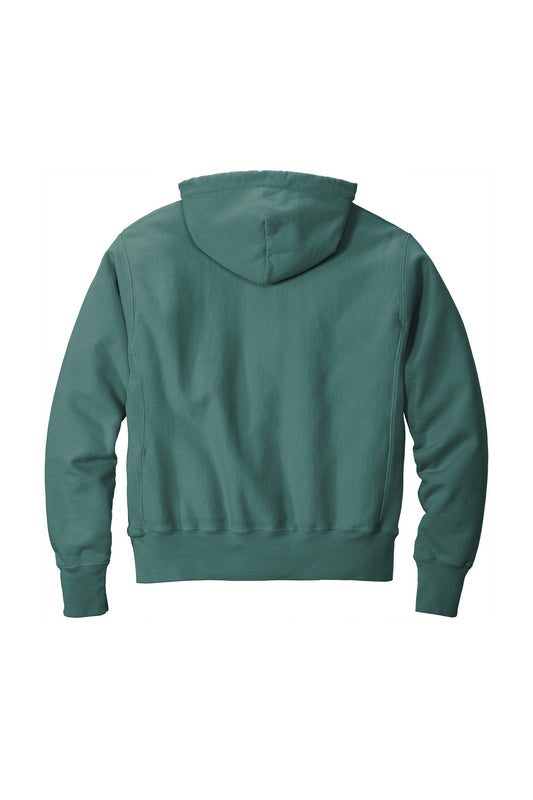 Rear View of Cactus Champion Reverse Weave Garment-Dyed Hooded Sweatshirt. GDS101