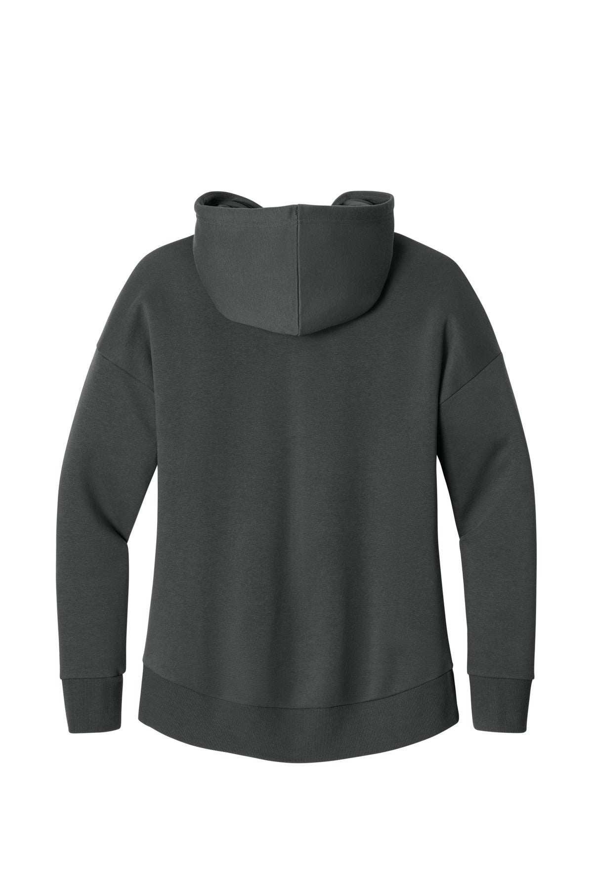 Rear View of Charcoal District Women's Perfect Weight Fleece Drop Shoulder Full-Zip Hoodie DT1104