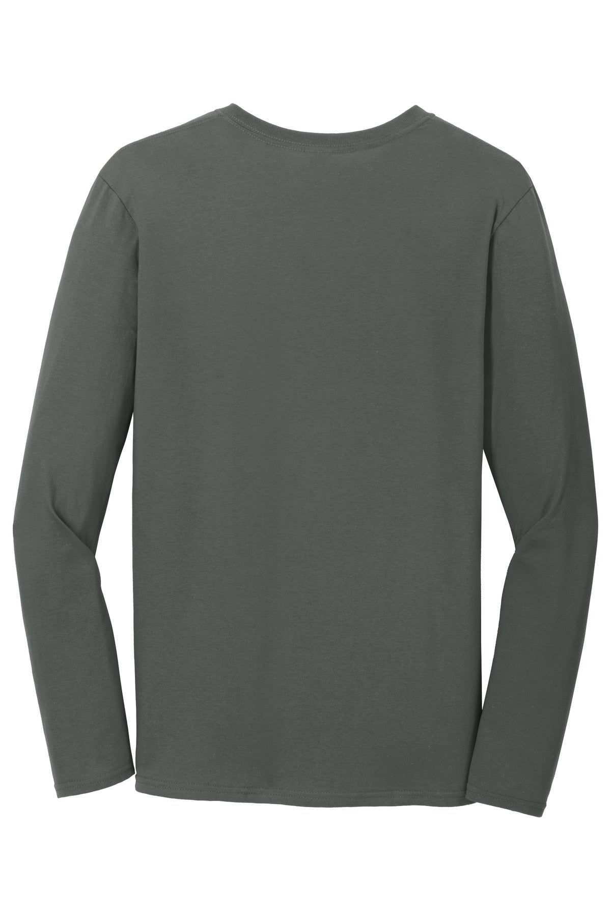 Rear View of Charcoal Gildan Softstyle Long Sleeve T-Shirt. 64400