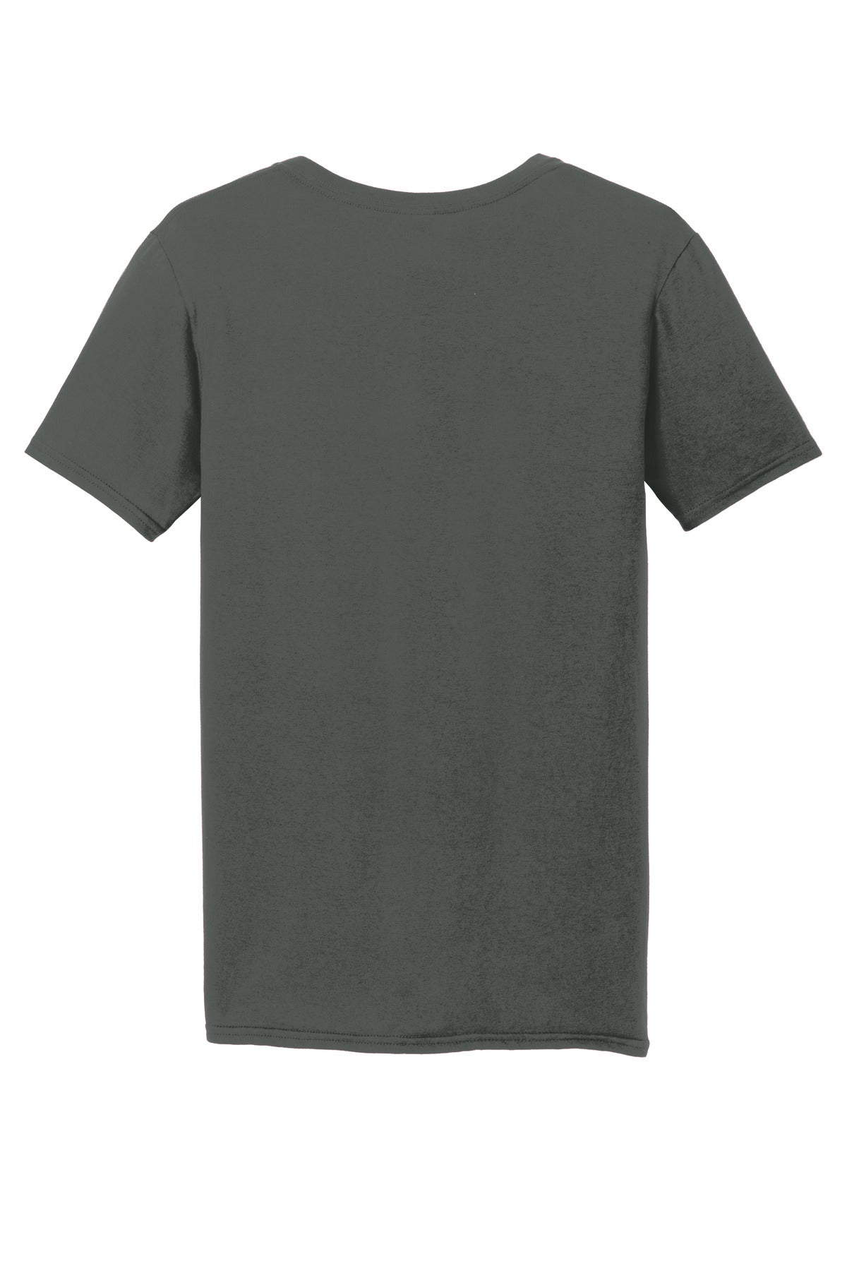 Rear View of Charcoal Gildan Softstyle V-Neck T-Shirt. 64V00