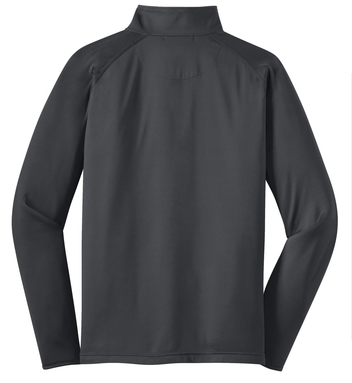 Rear View of Charcoal Grey Sport-Tek Tall Sport-Wick Stretch 1/4-Zip Pullover. TST850