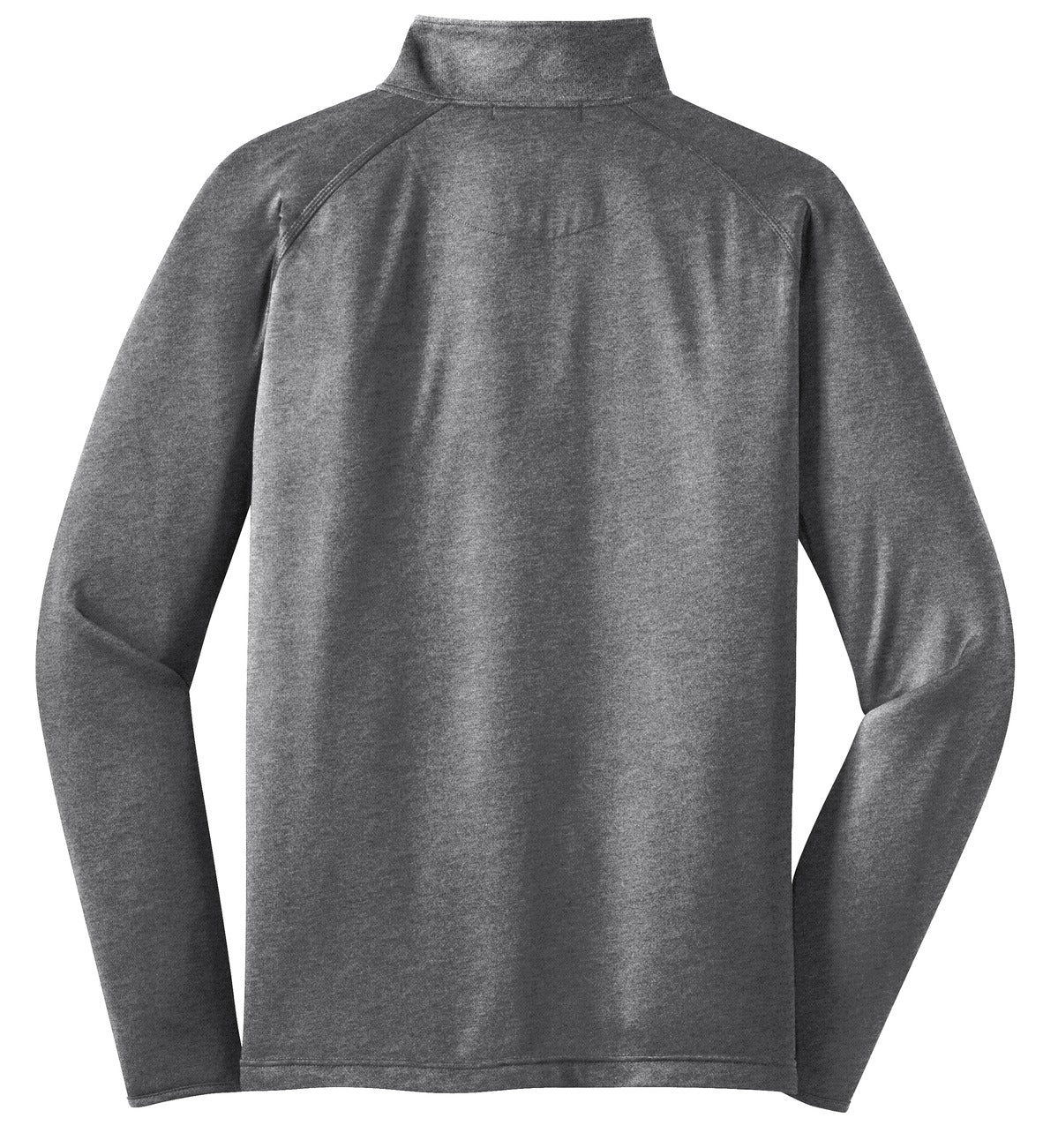 Rear View of Charcoal Gy He Sport-Tek Tall Sport-Wick Stretch 1/4-Zip Pullover. TST850