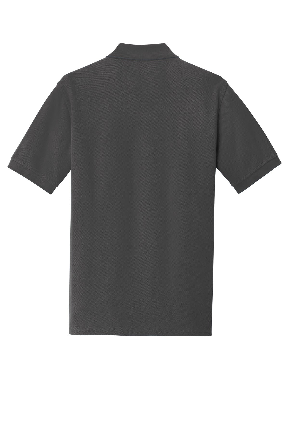 Rear View of Charcoal Port & Company Combed Ring Spun Pique Polo. KP1500