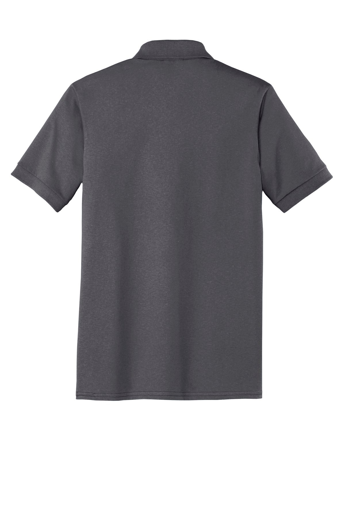 Rear View of Charcoal Port & Company Core Blend Jersey Knit Pocket Polo. KP55P