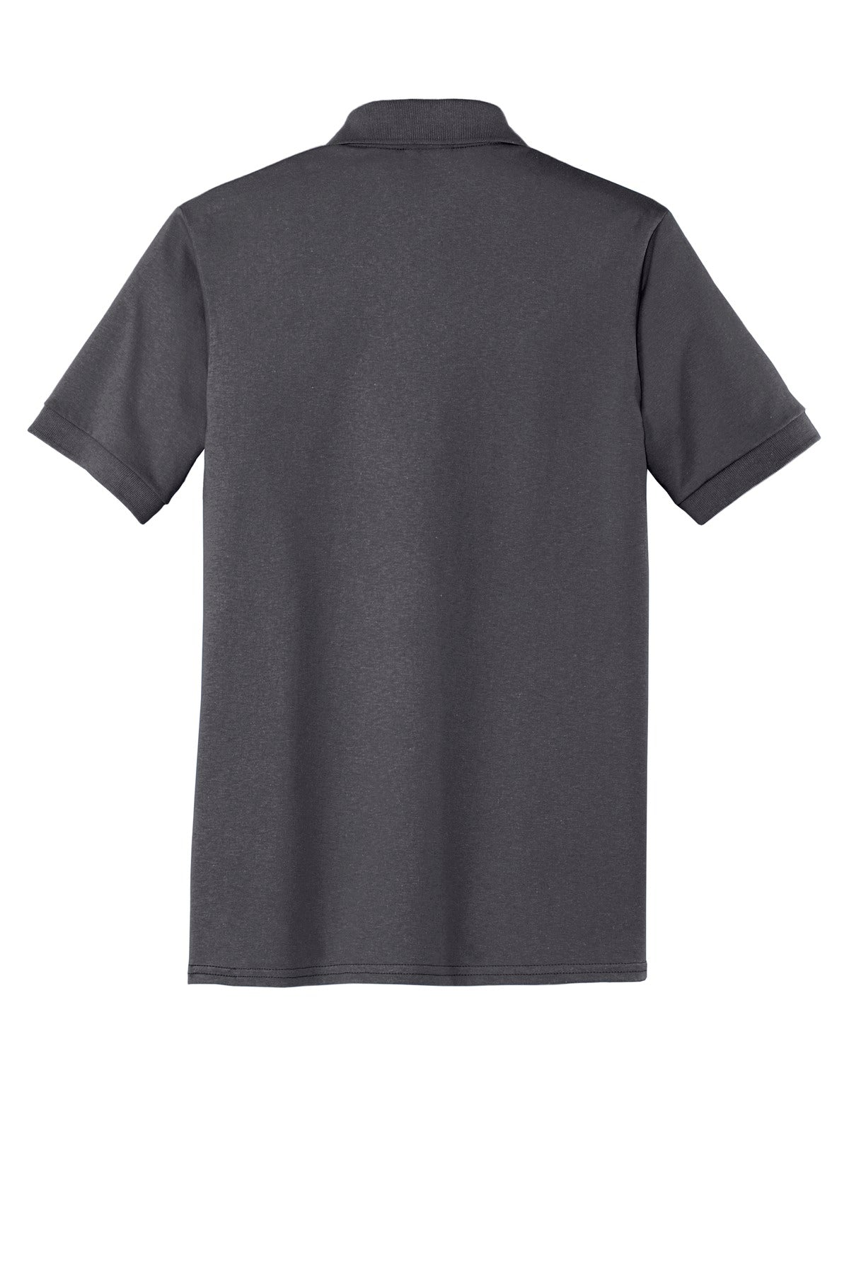 Rear View of Charcoal Port & Company Tall Core Blend Jersey Knit Polo. KP55T