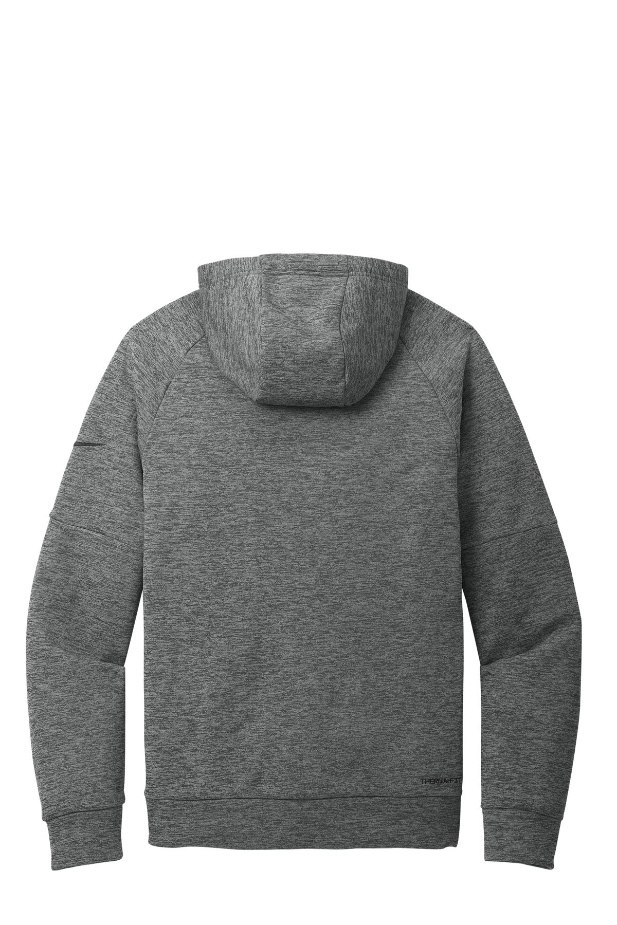 Rear View of CharcoalHt Nike Therma-FIT Pocket Pullover Fleece Hoodie NKFD9735