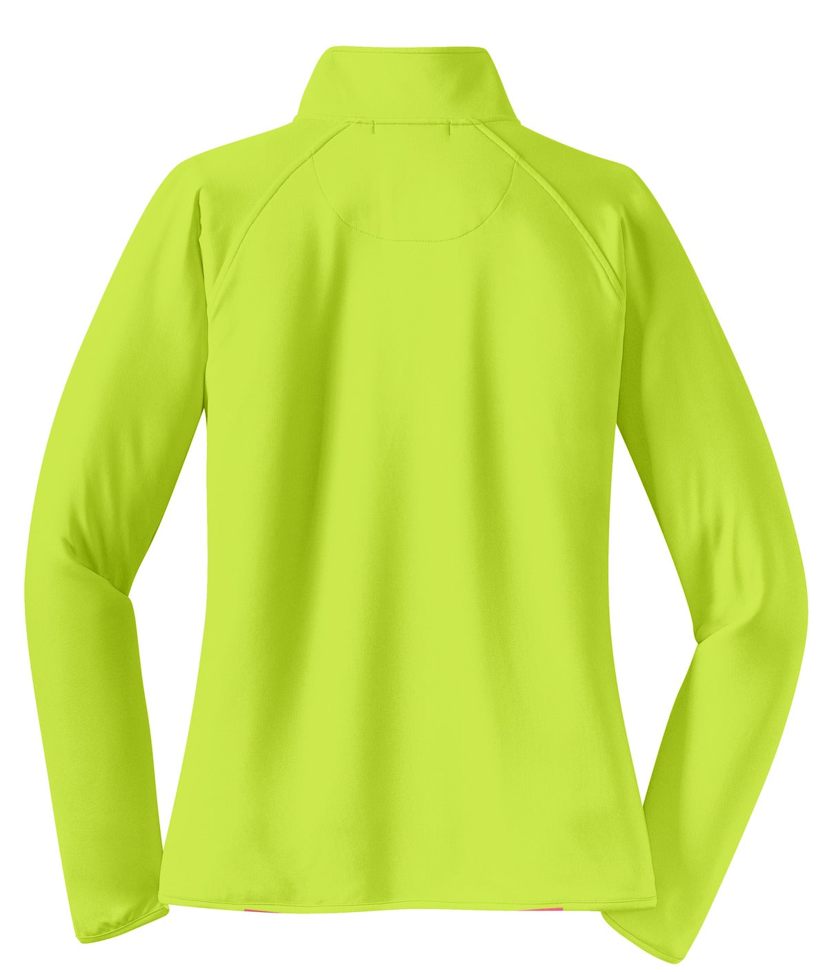 Rear View of Charge Green Sport-Tek Women's Sport-Wick Stretch 1/4-Zip Pullover. LST850