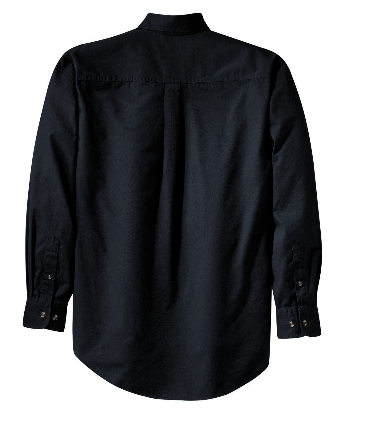 Rear View of Classic Navy Port Authority Long Sleeve Twill Shirt. S600T