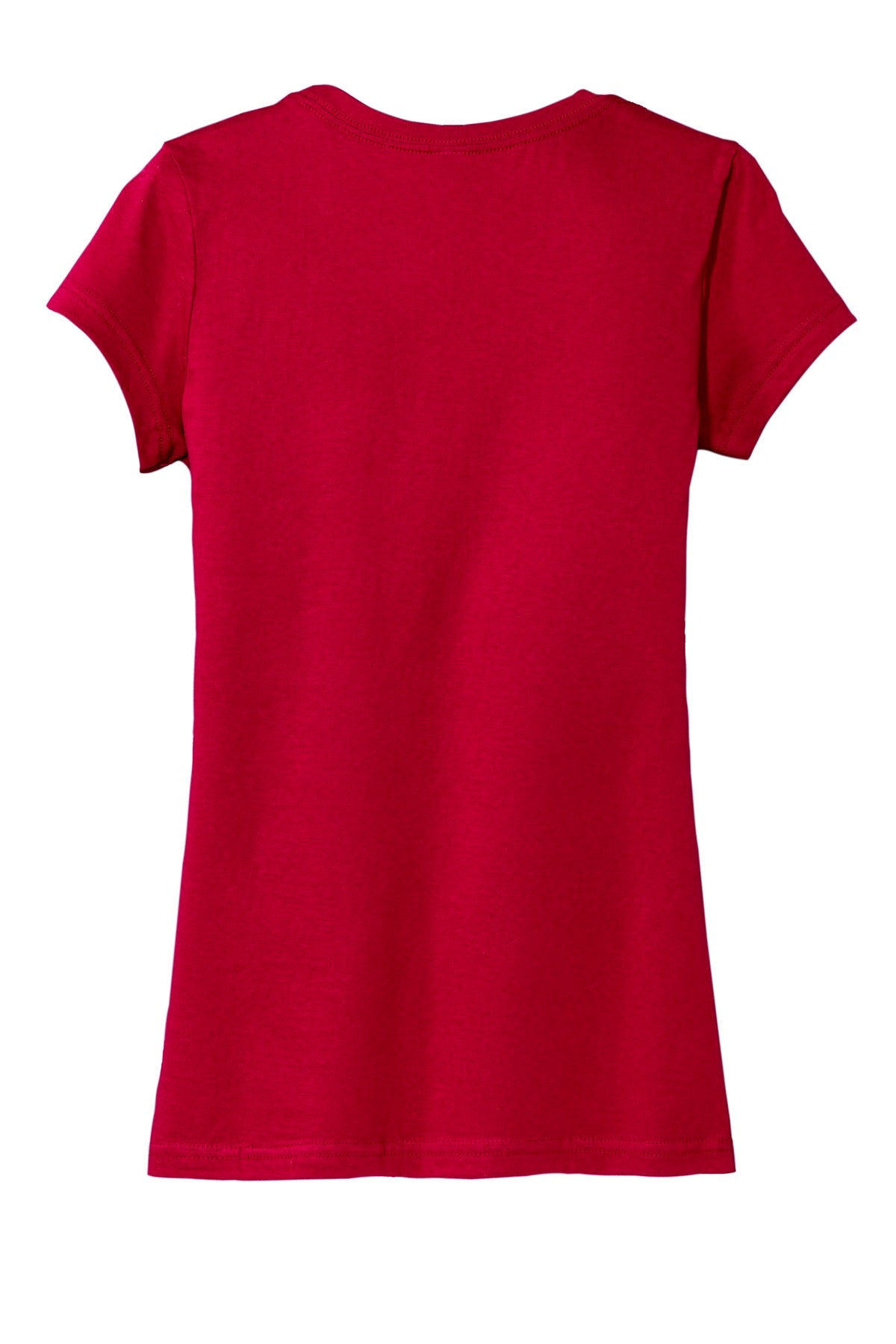 Rear View of Classic Red District Women's Fitted Very Important Tee . DT6001