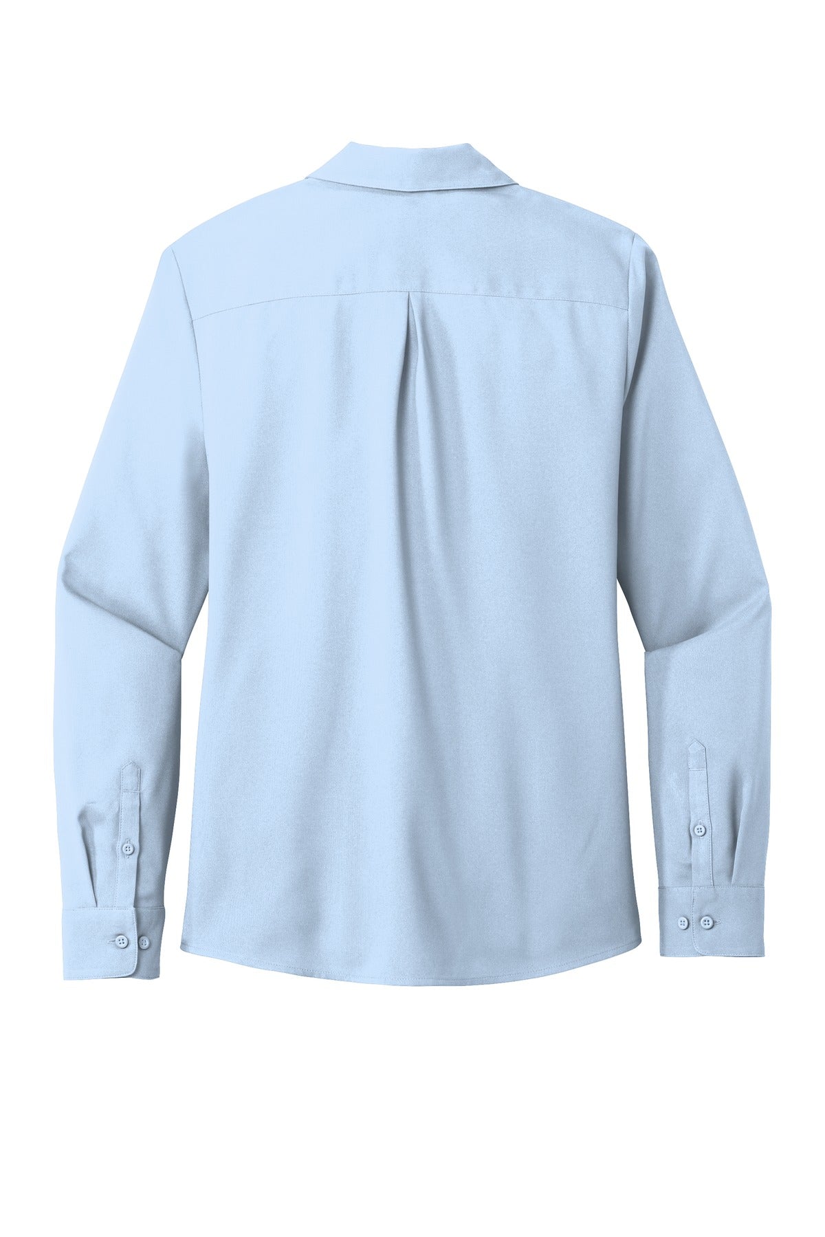Rear View of Cloud Blue Port Authority Women's Long Sleeve Performance Staff Shirt LW401