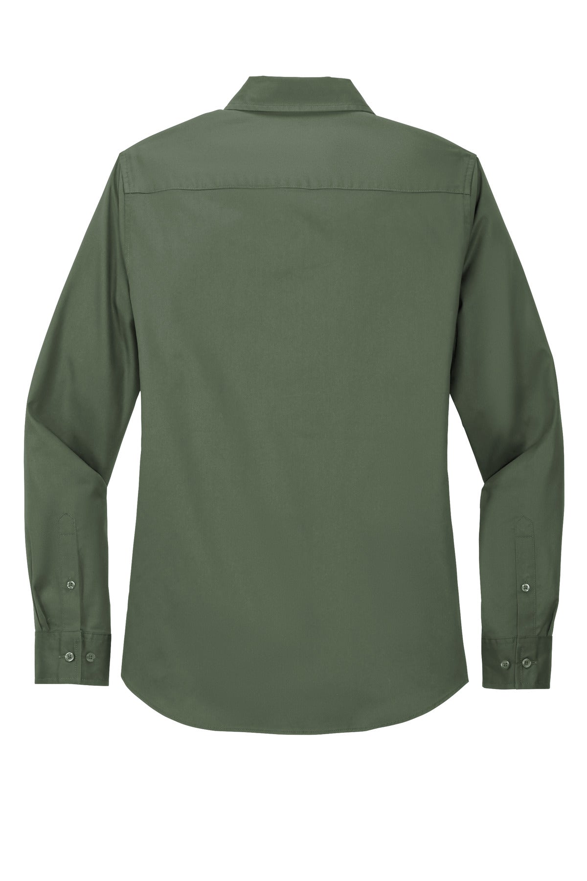 Rear View of Clover Green Port Authority Women's Long Sleeve Easy Care Shirt. L608