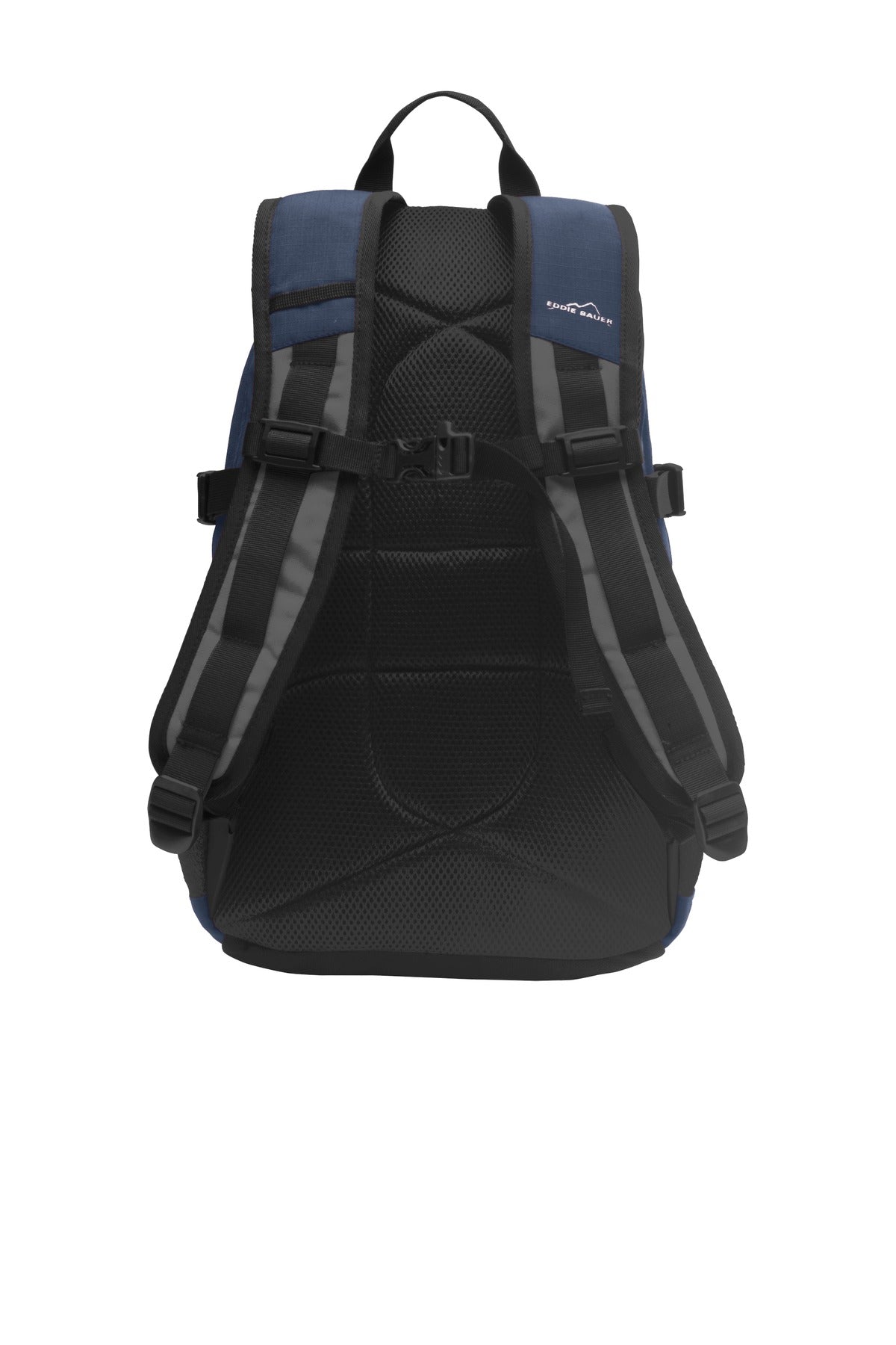 Rear View of Coast Bl/Gy St Eddie Bauer Ripstop Backpack. EB910