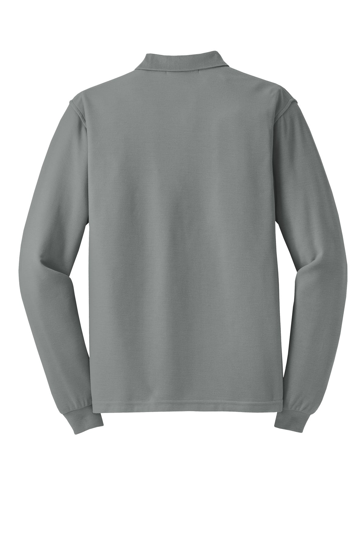 Rear View of Cool Grey Port Authority Tall Silk Touch Long Sleeve Polo. TLK500LS
