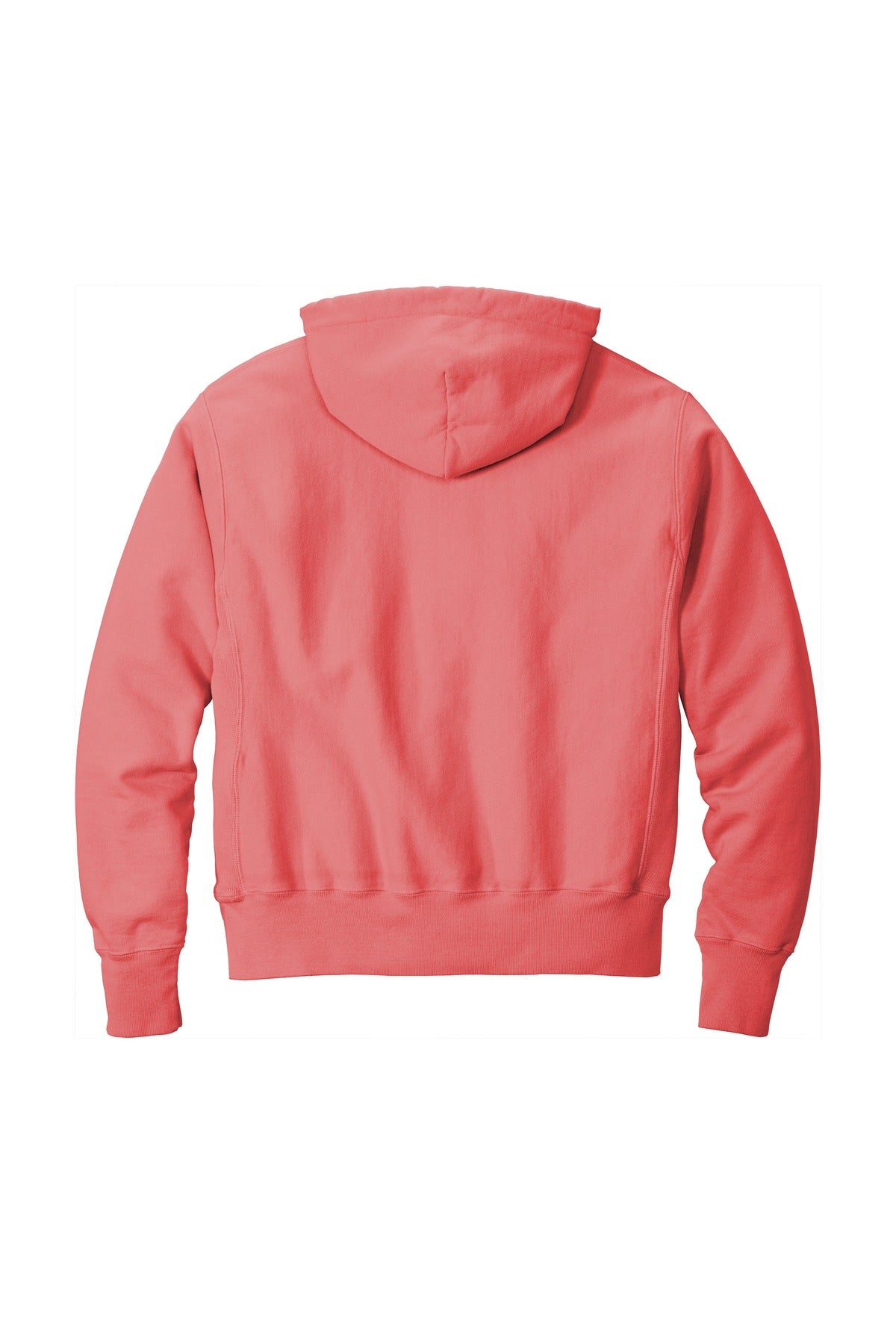 Rear View of CoralCraze Champion Reverse Weave Garment-Dyed Hooded Sweatshirt. GDS101